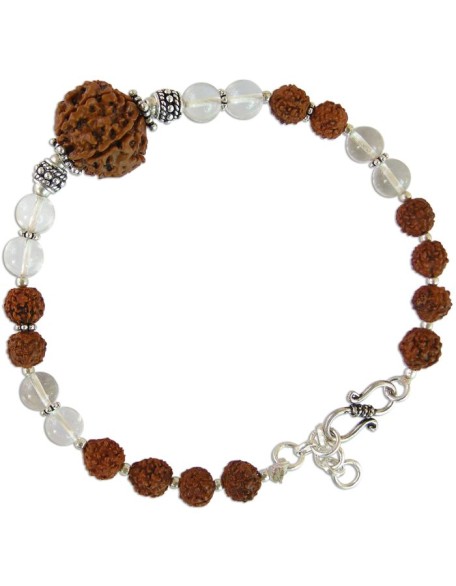 6 Mukhi Rudraksha Armlet with Sphatik Beads | Six Mukhi Rudraksha Bead Silver Armlet | 6 Mukhi Rudraksha & Crystal / Quartz Beads Arm Bracelet with Silver Accessories 6 Mukhi Rudraksha Armlet with Sphatik Beads | Six Mukhi Rudraksha Bead Silver Armlet | 6 Mukhi Rudraksha & Crystal / Quartz Beads Arm Bracelet with Silver Accessories