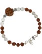 6 Mukhi Rudraksha Armlet with Sphatik Beads | Six Mukhi Rudraksha Bead Silver Armlet | 6 Mukhi Rudraksha & Crystal / Quartz Beads Arm Bracelet with Silver Accessories