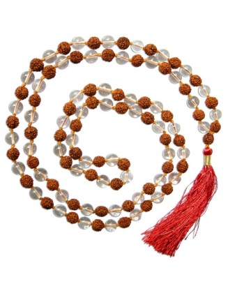 5mm Rudraksha Coral Mala | Rudraksha Moonga Combination Mala Necklace for Planet Mars 